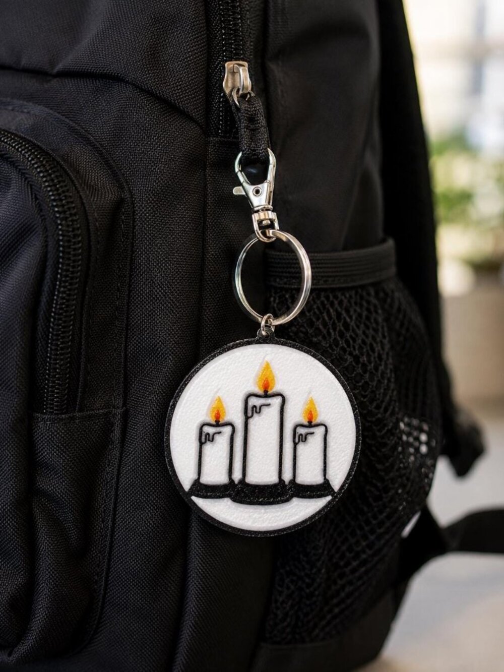 Three Candles Christian Keychain